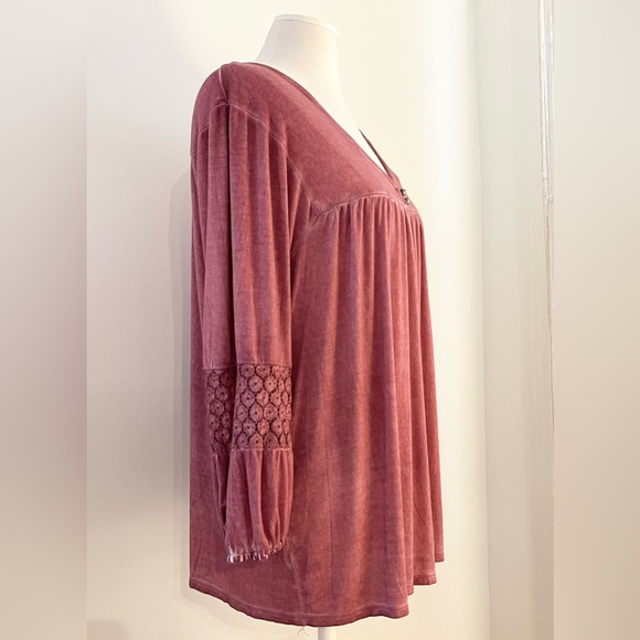 Como Vintage *Like New* Women's Rose Long Sleeve Peasant Top Poet | Size XL - Picture 5 of 12